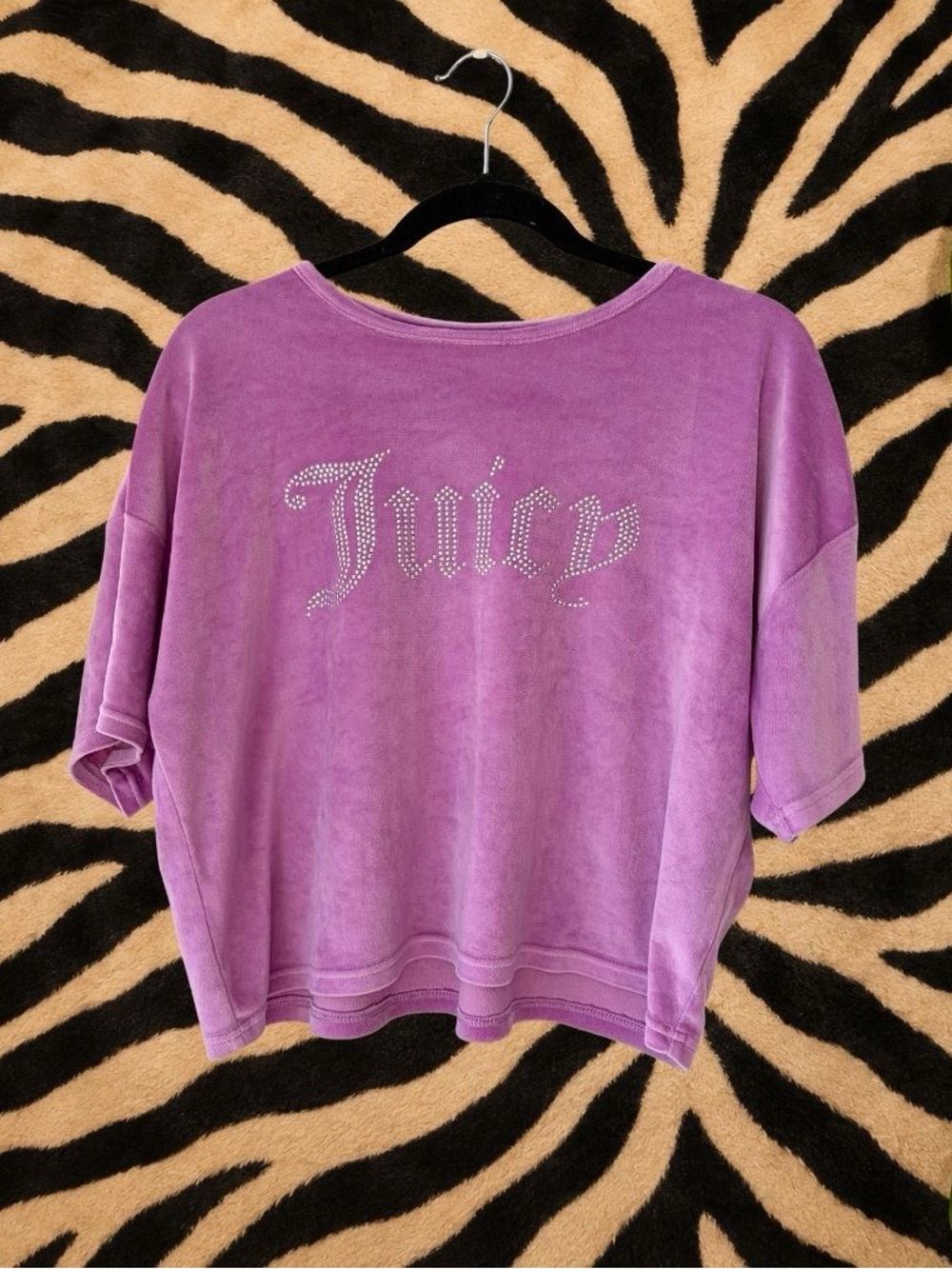 Juicy Couture Women's Rhinestone Purple Crop-top